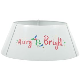 HOMCOM Bright Silver Christmas Tree Collar 26x26x9 inch Steel Tree Ring Skirt for Home Holiday Xmas Decoration