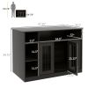 PawHut Luxury Dog Crate Furniture with Storage Brown Lockable Door Pet Cage for Medium Large Dogs 47 x 23.5 x 35