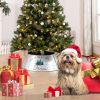 HOMCOM Christmas Tree Collar Steel Tree Ring Skirt Home Xmas Decoration with Christmas Tree Printed, 26" Base, Silver