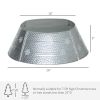 HOMCOM Christmas Tree Collar Steel Tree Ring Skirt Home Xmas Decoration with Snowflake Engraved, 26" Base, Silver